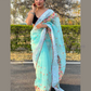 Gorgeous Sky Blue Colored Soft Organza Silk Designer Viscose Border Sarees For Women