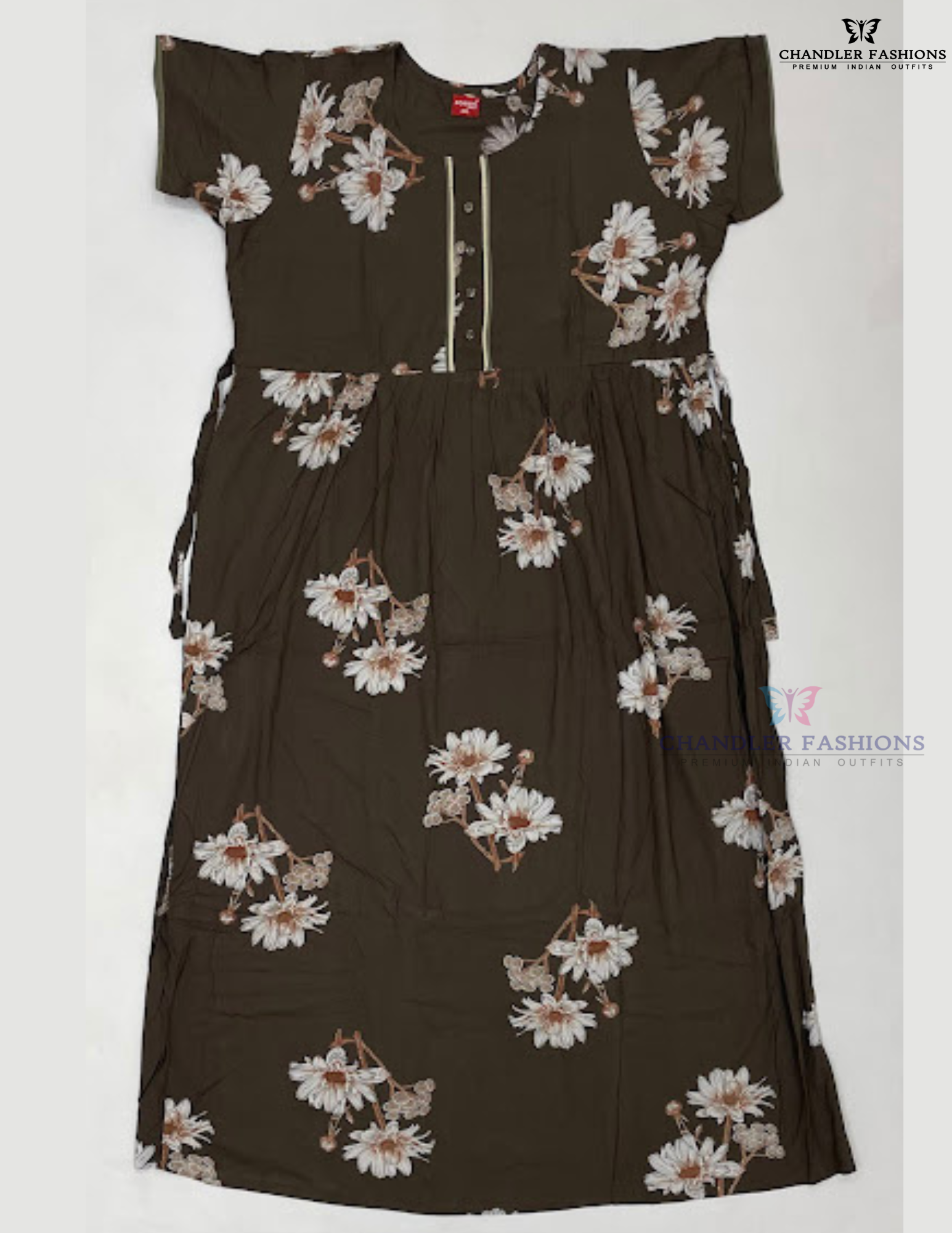 Gorgeous Brown Color Rayon With Printed Work Nighty For Women