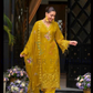 Stunning Mustard Yellow Color Soft Blooming Organza With Embroidery And Lace Work Salwar Suits With Dupatta
