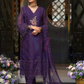 Graceful Dark Purple Color Soft Blooming Organza With Embroidery And Lace Work Salwar Suits With Dupatta