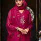 Elegant Rani Pink Color Soft Blooming Organza With Embroidery And Lace Work Salwar Suits Near Me