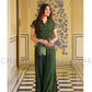 Magnificent Dark Green Color Fancy Embroidery Work With Indo Western Palazzo Suits For Women