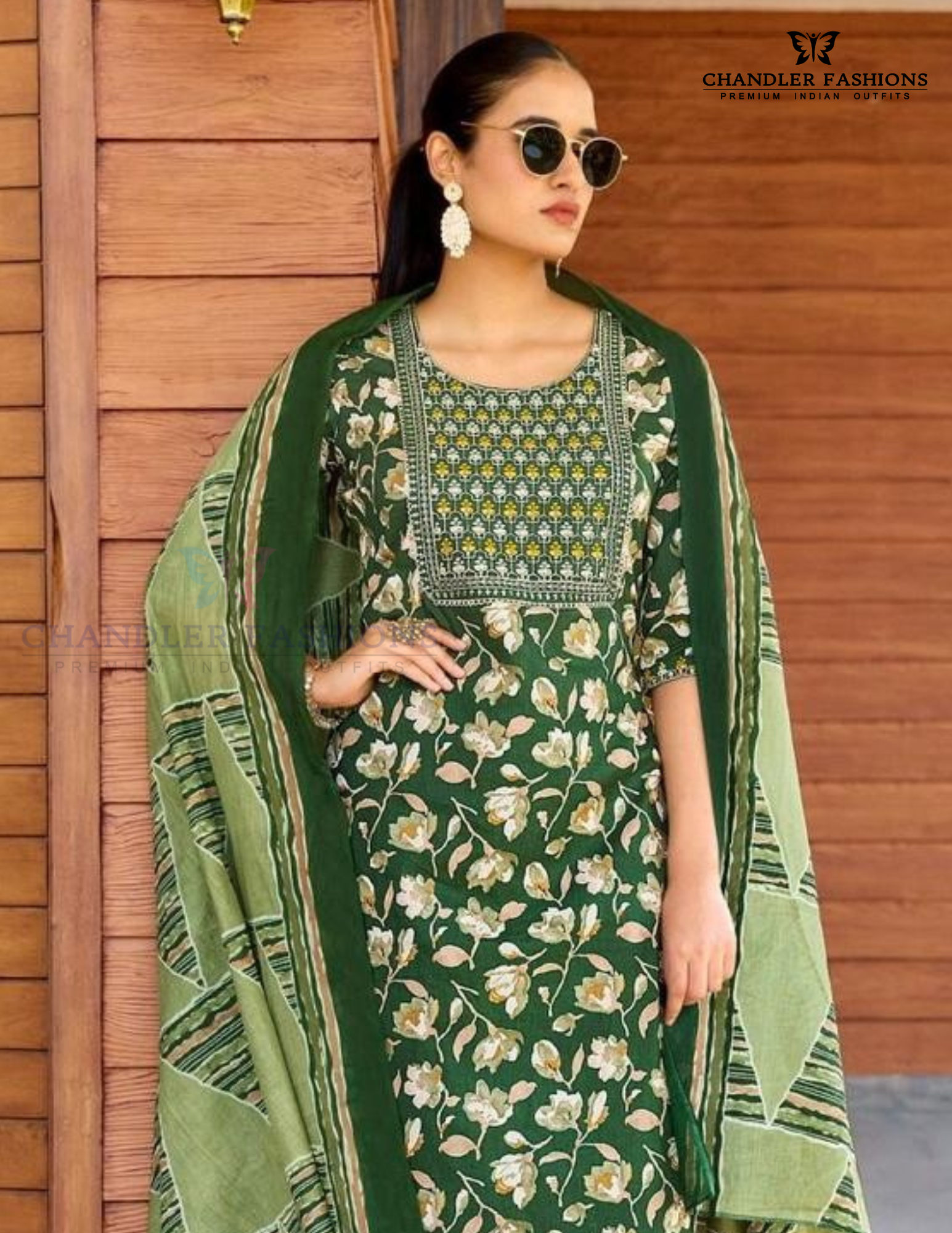 Dark Green Cotton Salwar Suits With Dupatta Set Near Me 