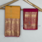 Yellow Color Pure Kanchi Silk With Bottle Pink Color paisley Motifs Border And Gold Zari Work Saree In USA