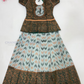 Wonderful Green And Gray Colored Silk Langa Sets With Stone Work For Girls