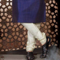 Alluring Blue Color Dupion Silk Lace Work With Pajama In USA