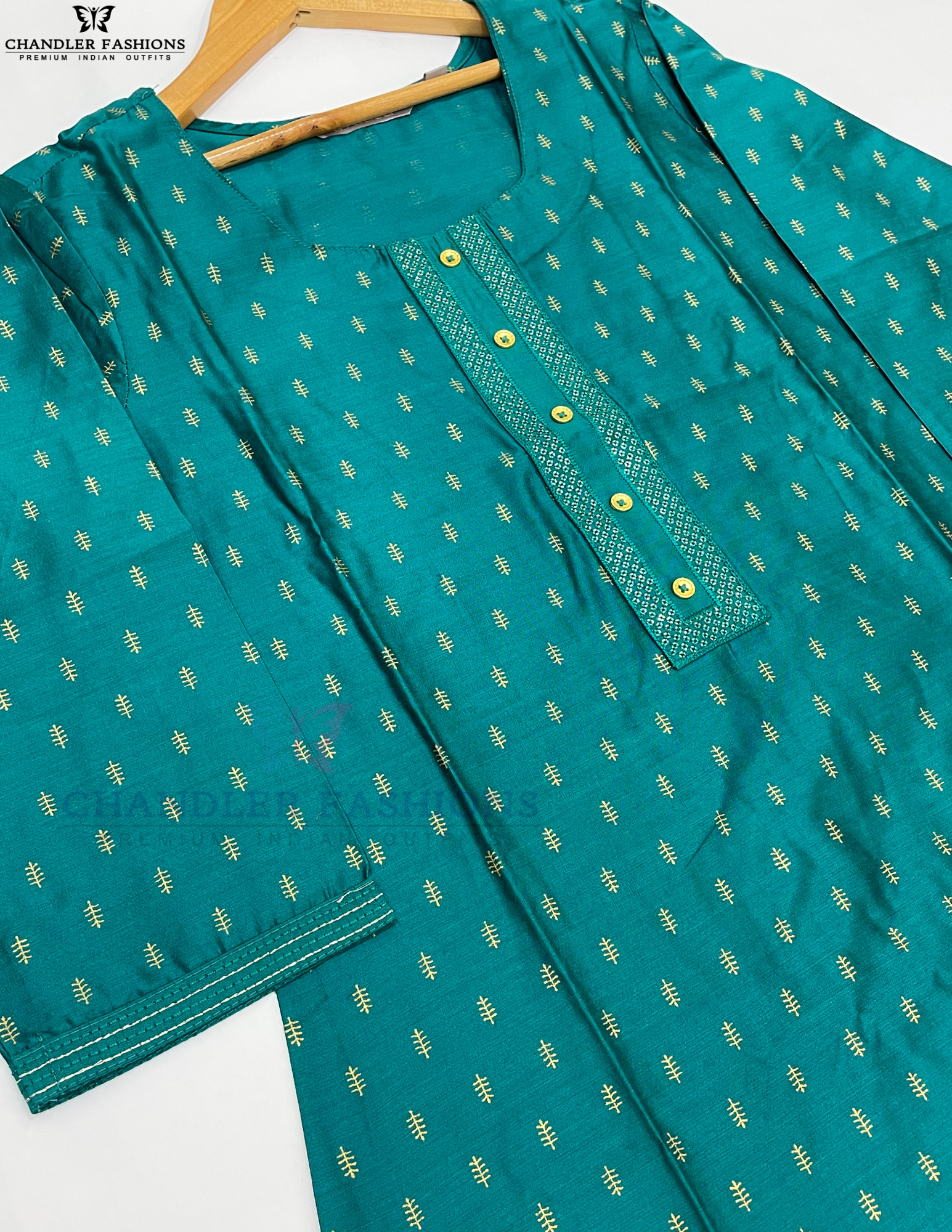 Rama Green Color Sequins And Printed Design Kurti In Suncity