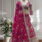 Charming Bright Pink Color Sequins With Zari Embroidery Work Lehenga Choli For Women