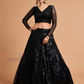 Black Color Net With Thread And Sequins Work Lehenga Near Me