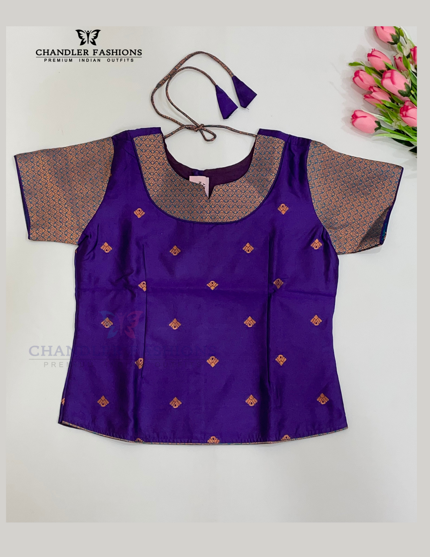 Purple Colored Silk Langa Sets With Zari Work In Chandler