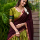 Elegant Olive Green Color Poly Cotton Weaving Border Lehenga Choli In Chandler