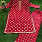 Red Color Rayon Printed Work Palazzo Suits In Mesa