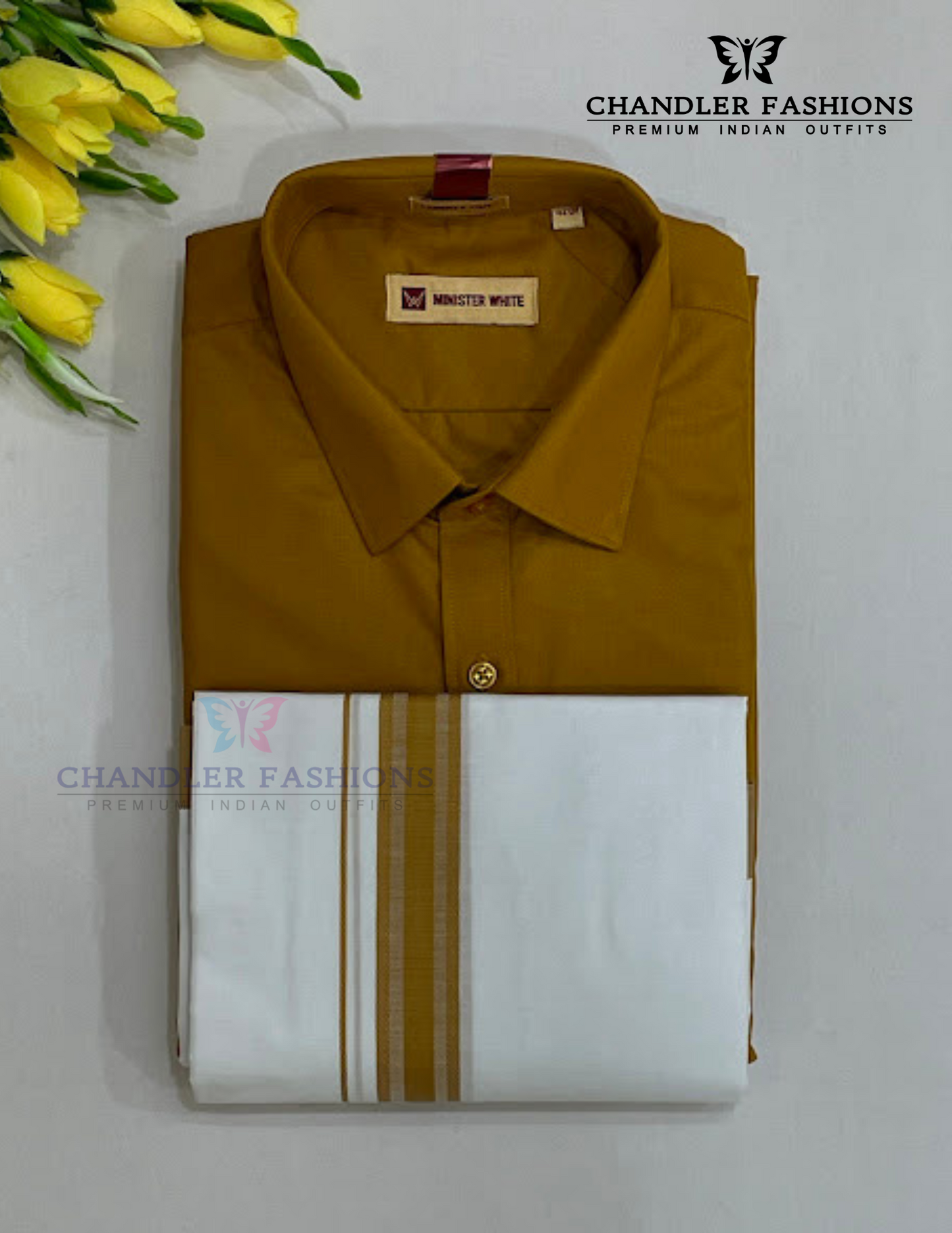 Pretty Mustard Yellow Colored Shirt And Dhoti Set For Men