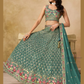 Appealing Green Color Zari Embroidery Work Lehenga In USA