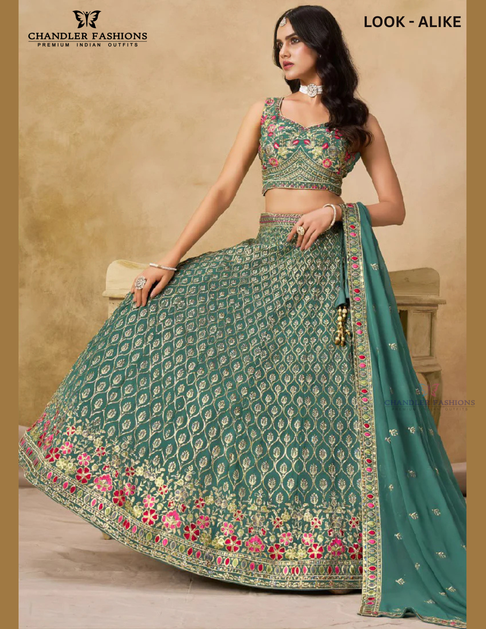 Appealing Green Color Zari Embroidery Work Lehenga In USA