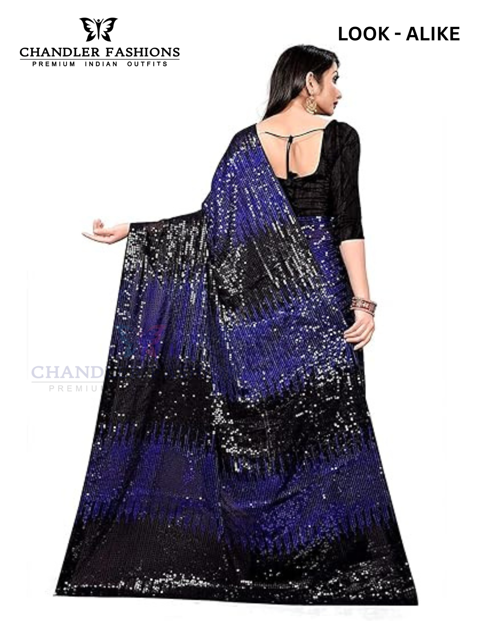 Gorgeous Blue Color With Double Shade Georgette Sequins Saree In USA