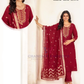 Beautiful Red Color Rayon With Thread Work Salwar Suits For Women