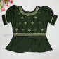 Dark Green Color Georgette With Embroidery And Mirror Work Choli Sets In Yuma