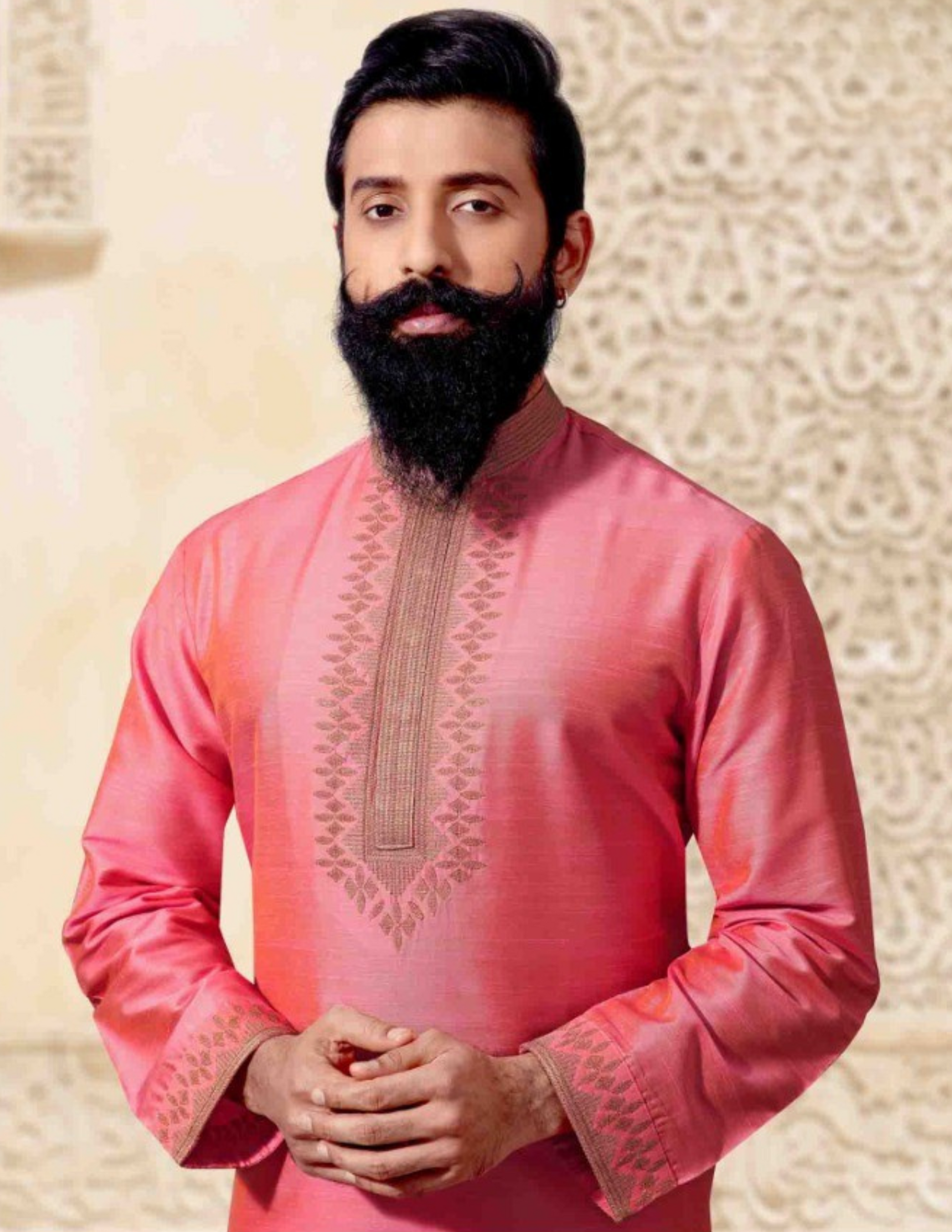 Pink Kurta With Silk Pajama Set For Men Near Me