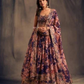 Attractive Purple Color Rose Printed and Golden Zari and Sequins Lehenga With Dupatta Set