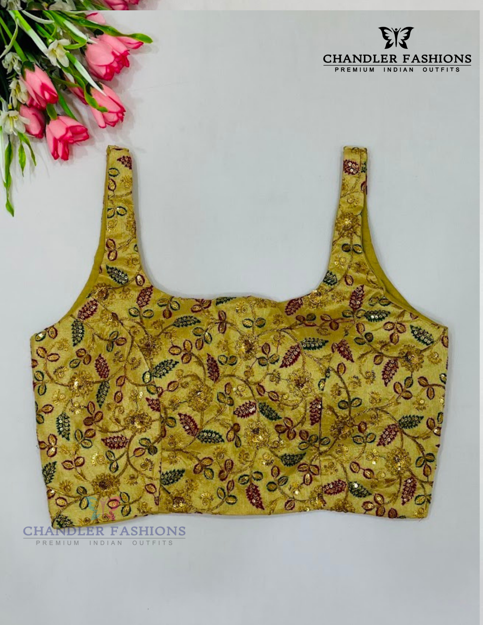Gorgeous Sandal Color Art Silk  Embroidery Work Readymade Blouse For Women