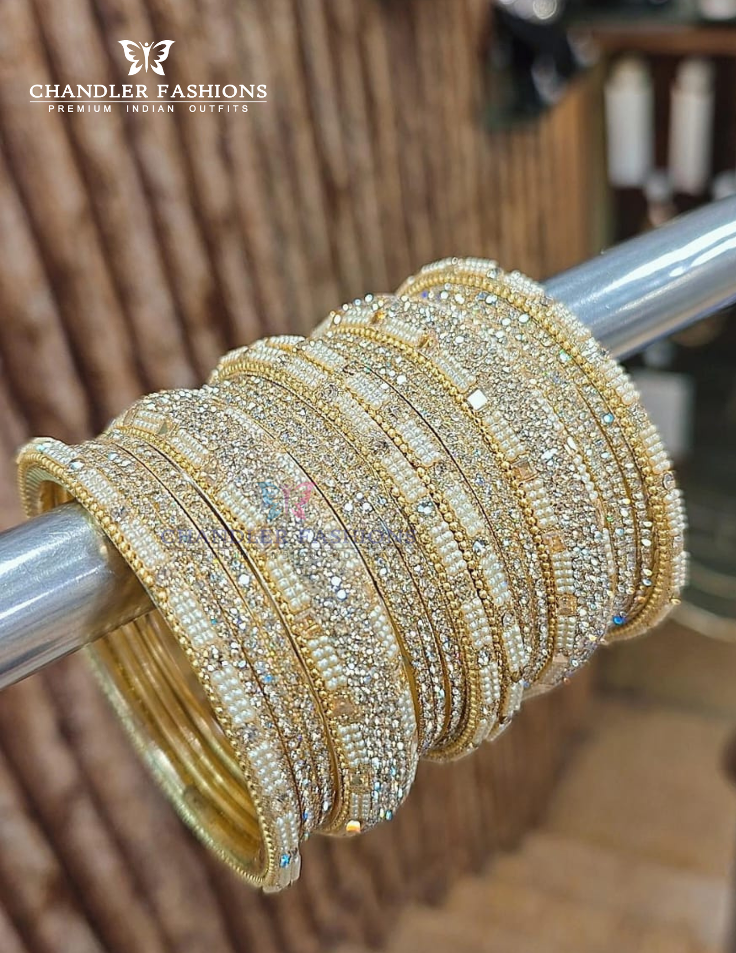 Charming White Color Stone Gold Plated Bangles Near Me