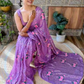 Lavender Color Georgette And Sequins With Thread Work Saree For Women Near Me