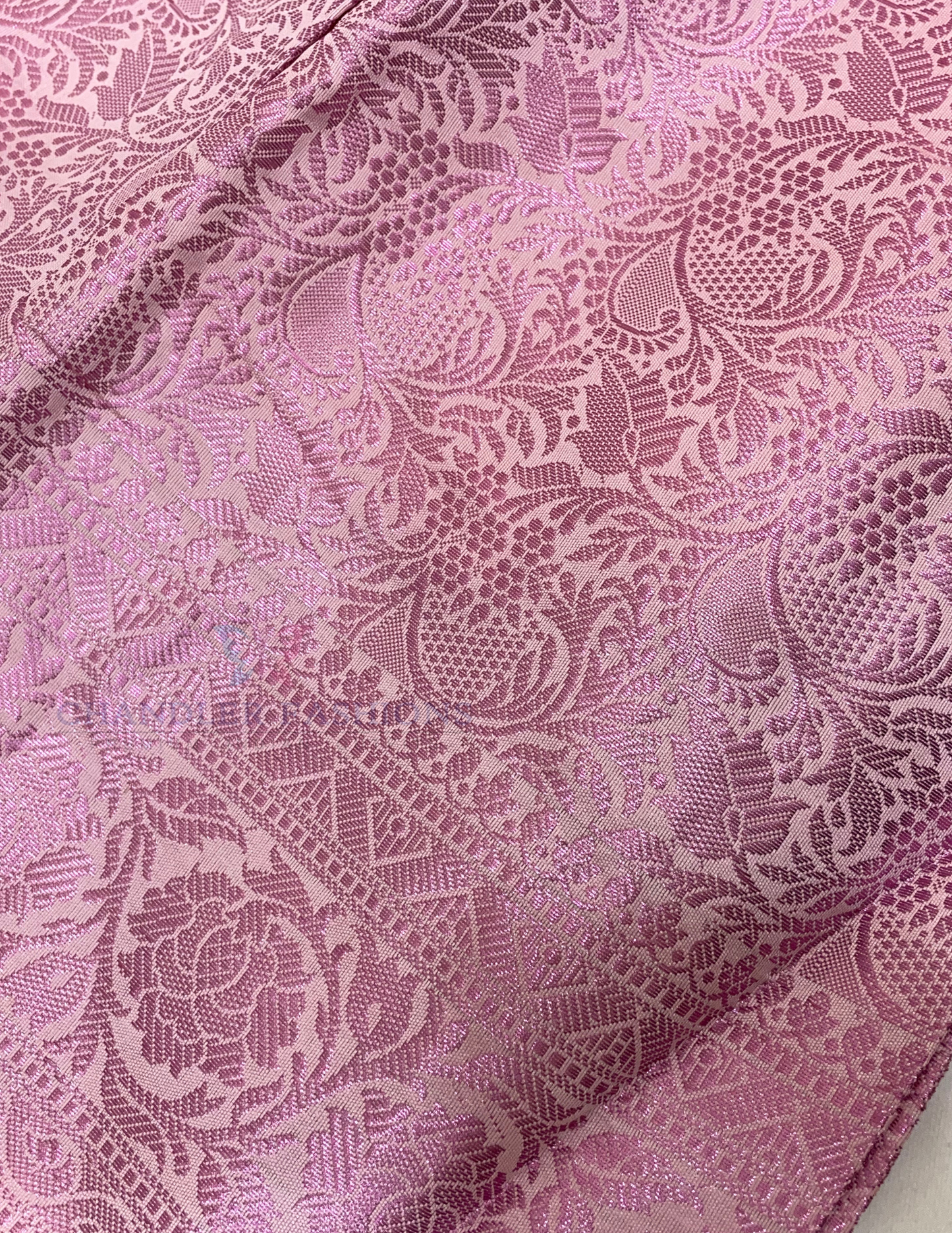 Gray And Pink Colored Self Design Silk Langa Sets In Mesa