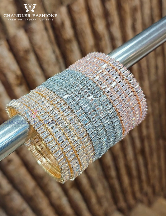 Alluring White Color Stones American Diamond Bangles For Women