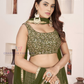 Pretty Olive Green Color Georgette Lehenga Choli With Sequins Work In Arizona