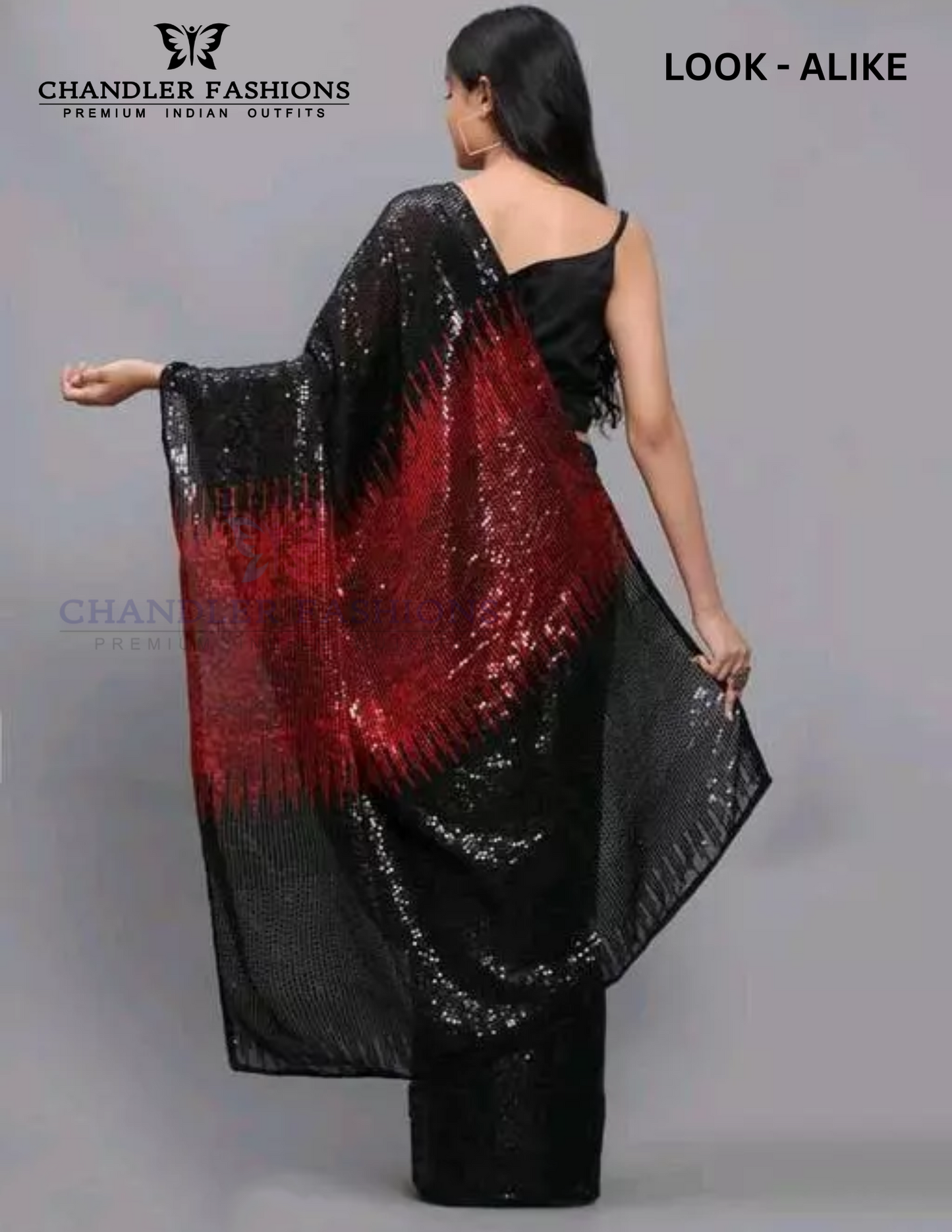 Red Color Party Wear Georgette Sequins Work Saree In USA