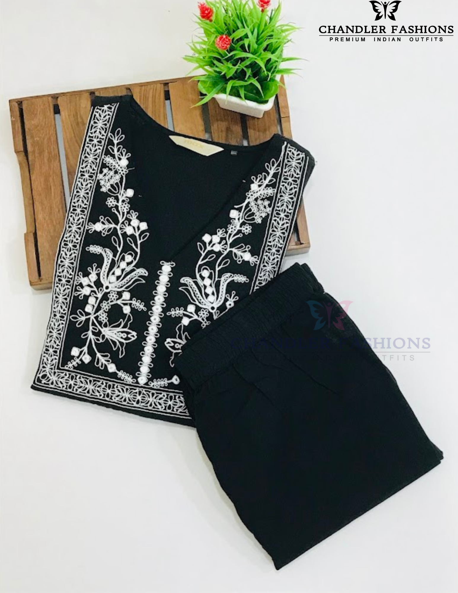 Wonderful Black Color Embroidery Work Cotton Kurti Suits For Women In USA