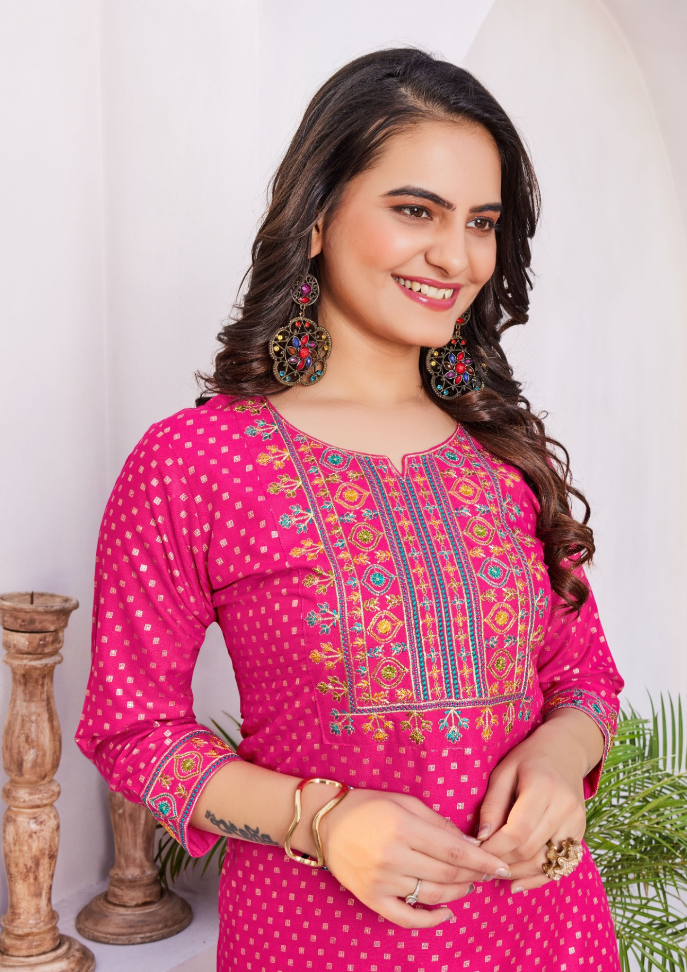 Beautiful Pink Color Rayon Kurti Near Me