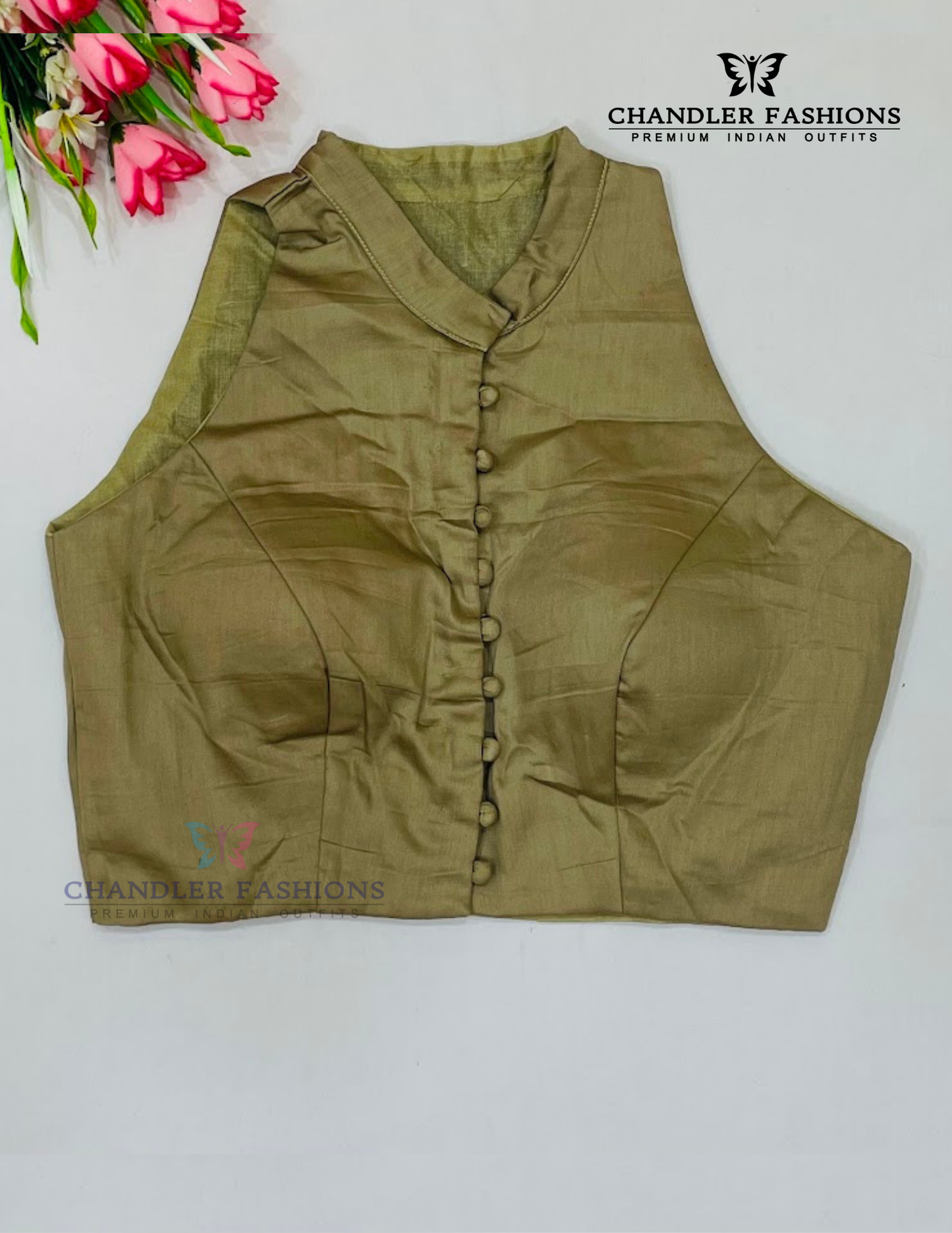 Stunning Beige Color Silk Cotton Readymade Blouse For Women