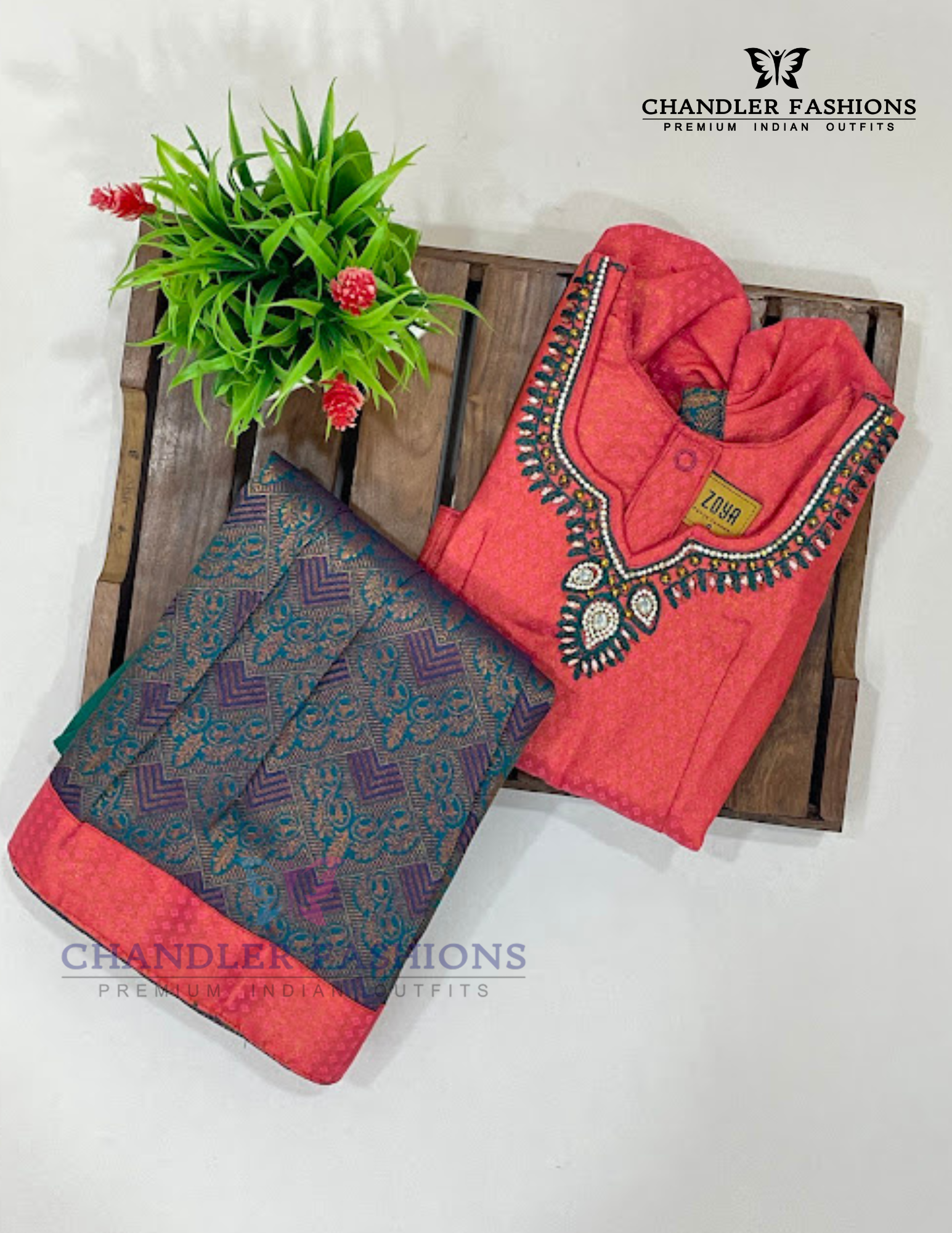 Peach Color Art Silk With Stone Work Langa Set In USA
