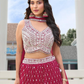 Dark Pink Color Embroidery Mirror And Sequins Work Lehenga Near Me