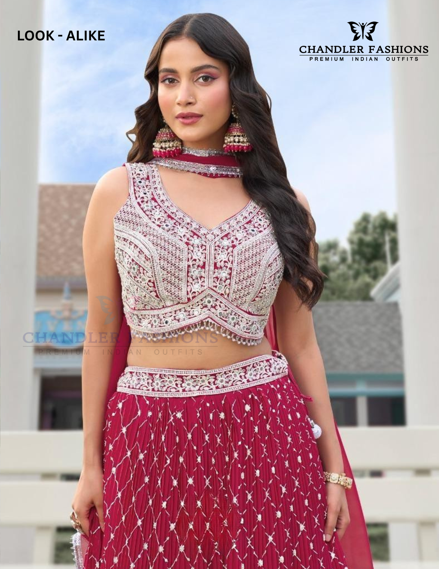 Dark Pink Color Embroidery Mirror And Sequins Work Lehenga Near Me