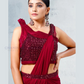 Stylish Dark Maroon Ready To Wear Lycra Designer Saree Near Me
