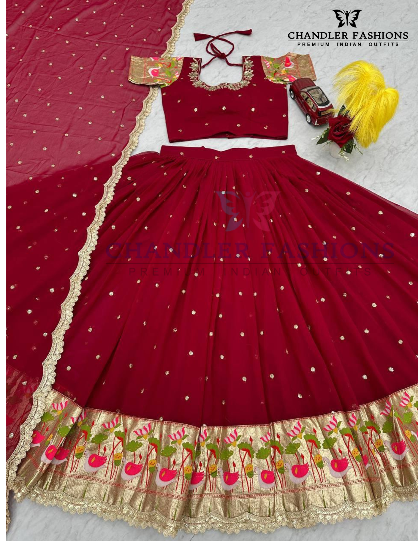 Georgette Lehenga Choli With Embroidery Work In Mesa