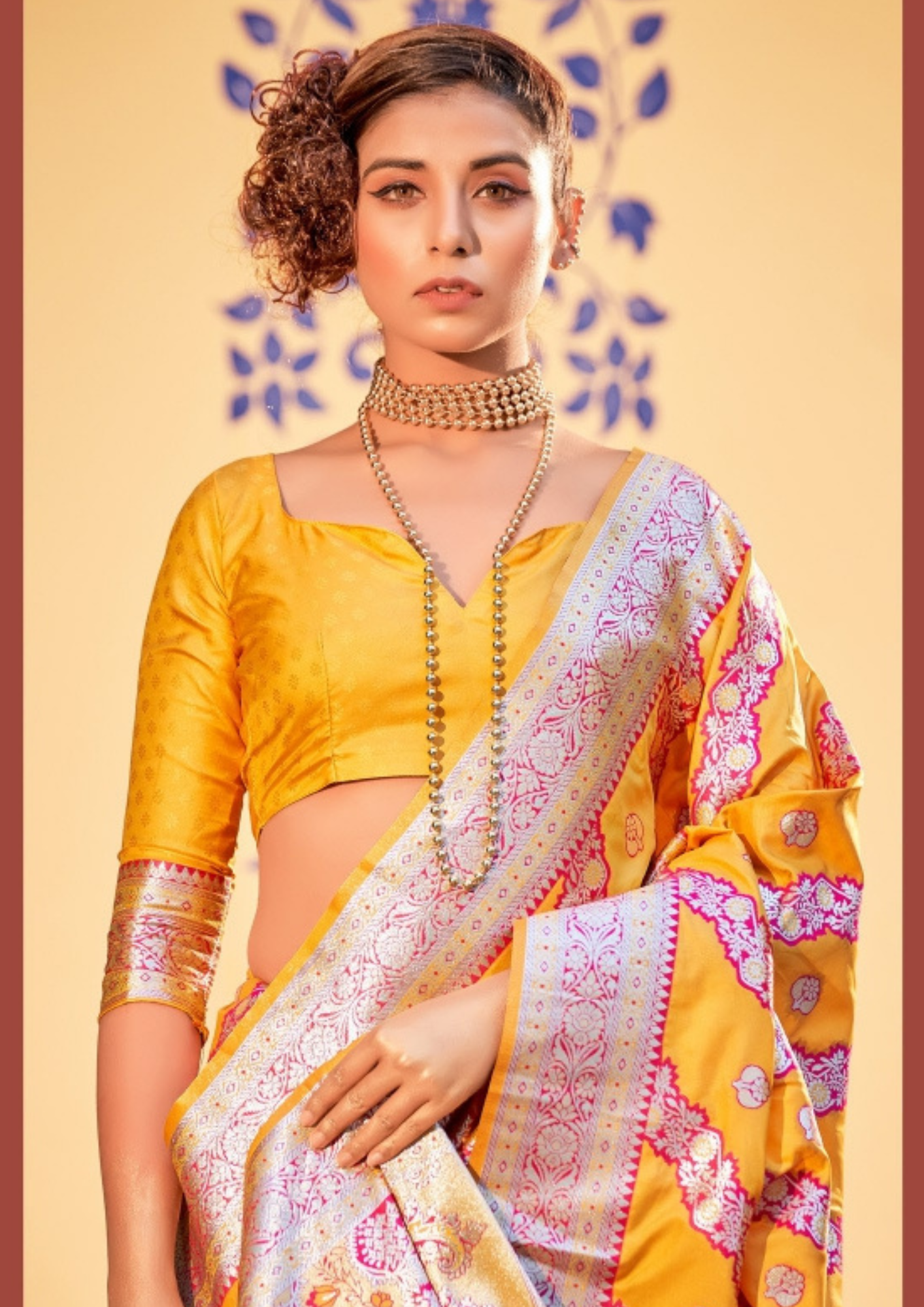 Elegant Yellow Colored Banarasi Soft Silk Sarees Near Me