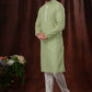 Beautiful Pista Green Cotton Kurta Pajama For Men