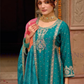 Beauteous Rama Green Color Chinon With Digital Print And Embroidery Work Palazzo Suits Near Me
