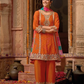 Fanciable Orange Color Chinon With Digital Print And Embroidery Work Palazzo Suits For Women