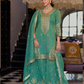 Attractive Green Color Shimmer Silk With Heavy Embroidery Work Palazzo Suits For Women