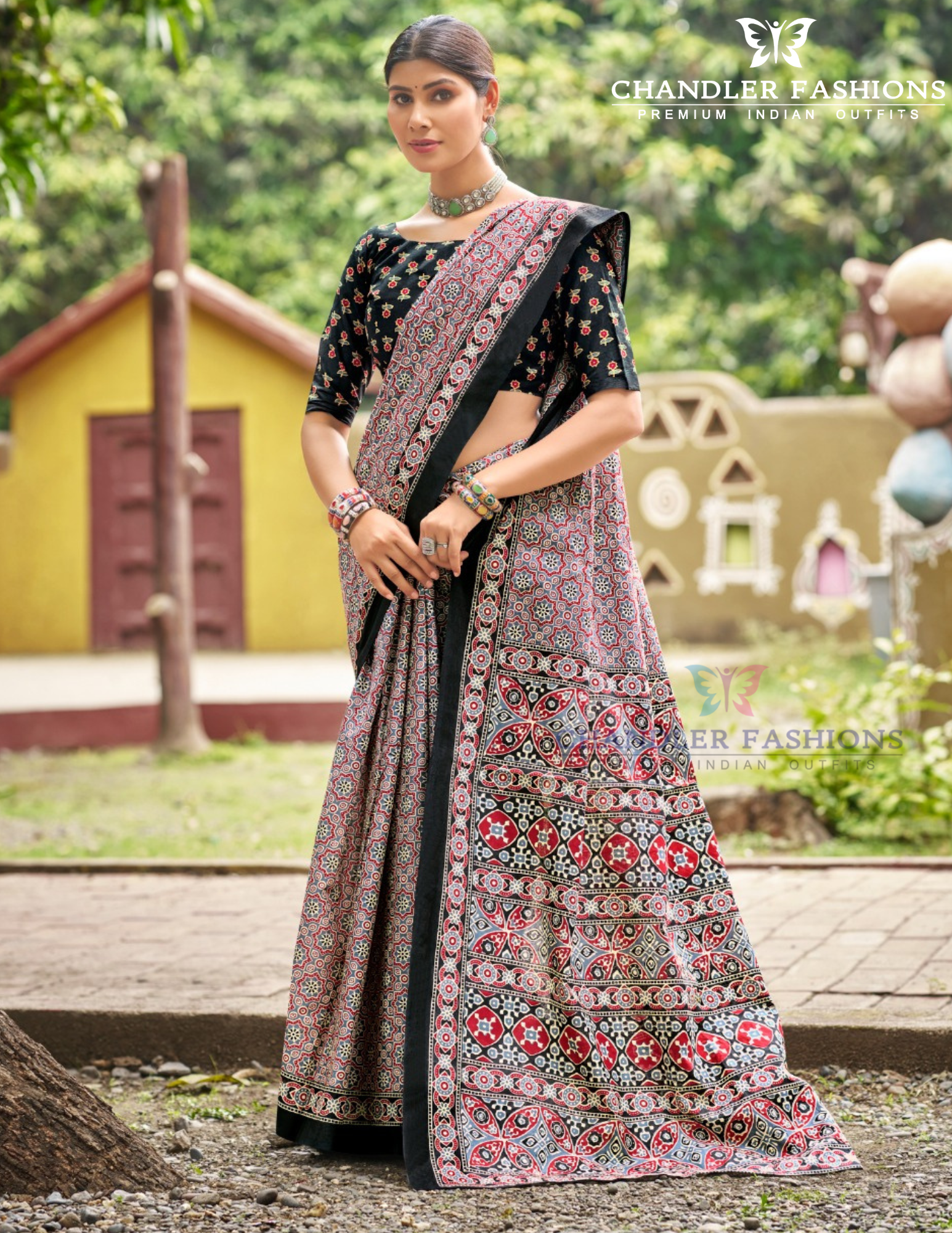 Attractive Maroon And Black Color Malai Cotton With Printed Work Saree For Women