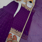 Purple Color Georgette Embroidery Work Palazzo Suits In Mesa