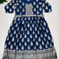 Pretty Navy Blue Color Printed And Sequins Work Rayon Kurti With Belt For Women