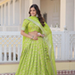 Alluring Green Color Pure Dyable Viscose Jacquard Embroidered Lehenga Near Me