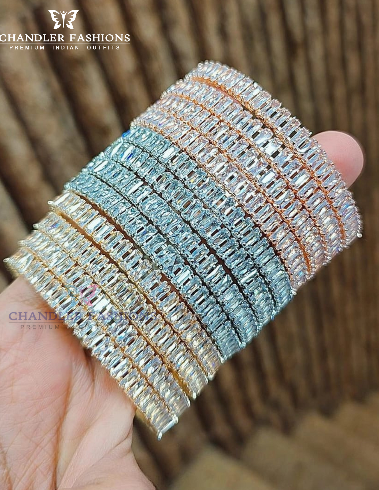Alluring White Color Stones American Diamond Bangles For Women