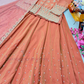 Peach Color Shimmer Silk Lehenga In Mesa